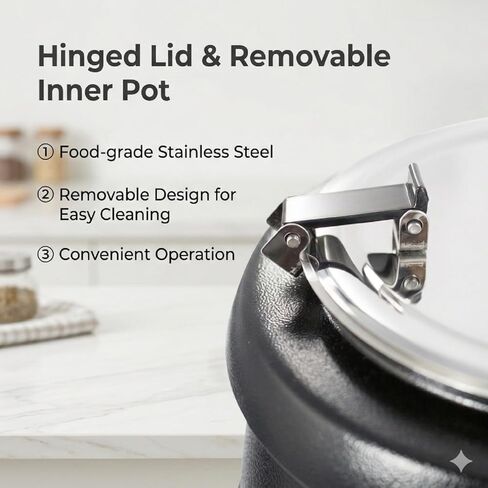 CLIVIA Commercial Electric Soup Warmer Pot, 11qt Stainless Steel Soup Kettle Food Warmer for Catering and Restaurant, Hot Soup Pot Station with Lid and Adjustable Heat Control in Kuwait