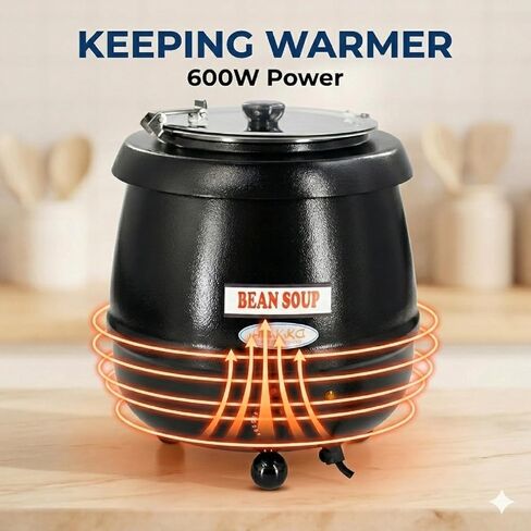 CLIVIA Commercial Electric Soup Warmer Pot, 11qt Stainless Steel Soup Kettle Food Warmer for Catering and Restaurant, Hot Soup Pot Station with Lid and Adjustable Heat Control in Kuwait