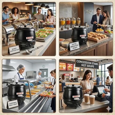 CLIVIA Commercial Electric Soup Warmer Pot, 11qt Stainless Steel Soup Kettle Food Warmer for Catering and Restaurant, Hot Soup Pot Station with Lid and Adjustable Heat Control in Kuwait