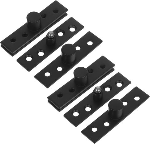 4pcs Stainless Metal Hidden Pivot Door Hinges with Black Center Shaft, Small Size Concealed Cabinet and Window Rotation Hardware for Home and Commercial Use in Saudi Arabia