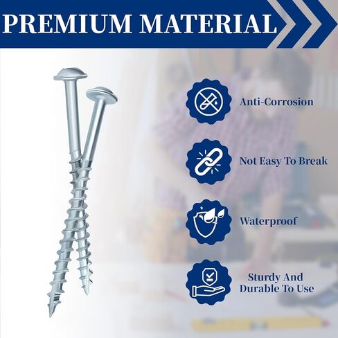 Pocket Hole Screws 2-1/2 Inch, Goobetter Pocket Screws #8 x 2-1/2" 600 Pcs, Washer Head with Square Drive, Coarse Thread Wood Screws, Zinc Plated, for Indoor Use, 100MM Drive Bit Included in Kuwait