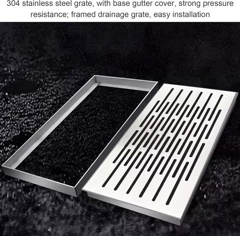 Stainless Steel Drain Grate Covers with Frame, Channel Drainage Sewer Grates Well Cover Drain, Catch Basin Storm Drain Grate, Yard Decor Driveway Garten Trench Drain Kit(20x30x3CM) in Saudi Arabia
