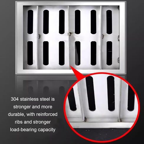 Stainless Steel Drain Grate Covers with Frame, Channel Drainage Sewer Grates Well Cover Drain, Catch Basin Storm Drain Grate, Yard Decor Driveway Garten Trench Drain Kit(20x30x3CM) in Saudi Arabia