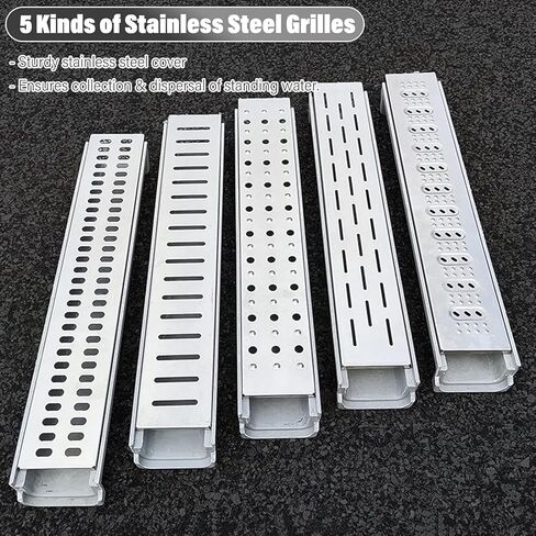 Channel Drain, Drainage Grates for Yard Driveway Walkway Floor, Trough Cover Plate Trench Low Profile Durable in Saudi Arabia