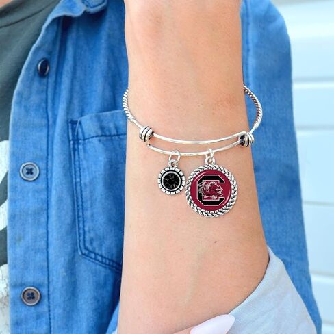 From the Heart South Carolina Gamecocks Olivia Bracelet Silver Twisted Wire Jewelry Gift USC in Saudi Arabia