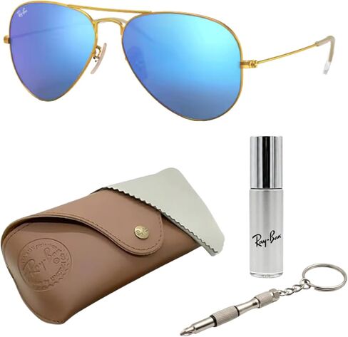 Ray-Ban RB3025 AVIATOR FLASH LENSES Pilot Shaped Sunglasses for Men & Women with Official RAYBAN Eyewear Kit in Saudi Arabia