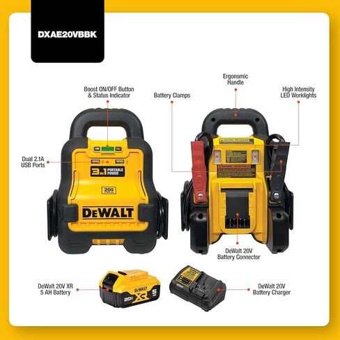 معزز بطارية DeWalt DXAE20VBBK مع بطارية ليثيوم أيون 20 فولت XR 5 AH وشاحن بطارية DCB115 in Saudi Arabia