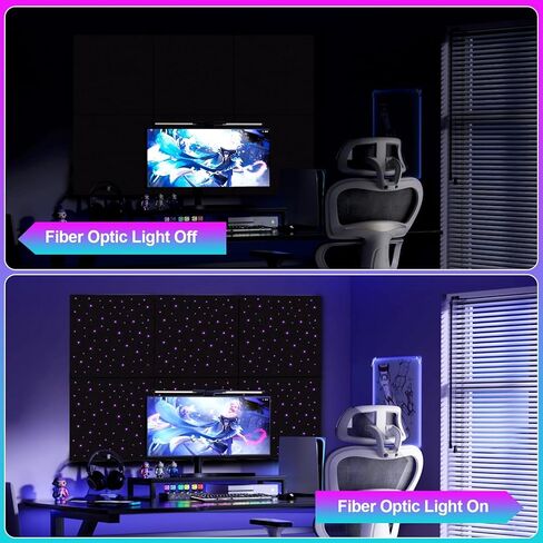 ألواح إسفنجية ذاتية اللصق مقاومة للصوت للجدران، لوحات صوتية مقاس 48 بوصة × 48 بوصة مع ضوء النجوم من الألياف الضوئية، لوحات جدارية أنيقة عازلة للصوت تمتص أضواء الألياف الضوئية المتلألئة بالضوضاء - 4 عبوات in Kuwait