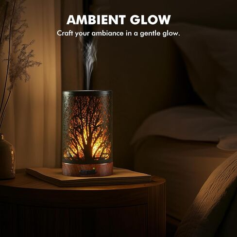 Aromatherapy Essential Oil Diffuser for Home - 100ml Black Ultrasonic Diffuser with Dynamic Flame Light, Metal Cool Mist Aroma Diffuser for Essential Oils & Auto Shut-Off Protection in Saudi Arabia