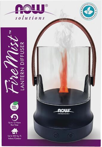 Now Solutions FireMist™ Lantern Diffuser, Portable Ultrasonic Aromatherapy Diffuser with LED Flame Light, Water-Resistant, Rechargeable Battery & USB-C Charging in Saudi Arabia