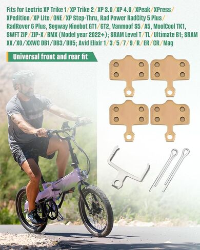 2PCS Brake Pads Fit for Rad Power RadCity 5 Plus/RadRover 6 Plus/Lectric XP Trike/ 3.0/4.0/ Segway Ninebot GT1/GT2/ Vanmoof S5/A5/ MoonCool TK1/ SWFT Zip/BMX/SRAM Level/AVID Elixir in Kuwait