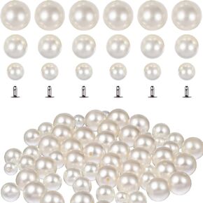 Clear Cake Stand 150pcs Pearl Rivet Studs, White Pearls Beads for DIY Crafts Hats Shoes Clothes Bags Skirt Bridal Veil - 6mm/8mm/10mm in Saudi Arabia