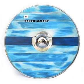 درع الفايكنج الخشبي القديم من Nautical-Mart باللون الأزرق الجليدي - SCA/LARP/Norse/Norway/Antique/Armor in Kuwait