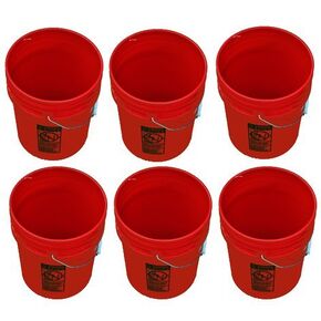 5 Gallon Buckets Six (6) Pack | Plastic | Red in Kuwait
