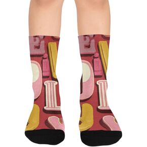 Red Font Design Hiking Socks - Toddler Boys & Girls Warm Thick Thermal Winter Crew Socks for School, Daily Wear & Outdoor Activities in Saudi Arabia