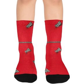 Checkered Flag Pattern Red Hiking Socks - Toddler Boys & Girls Warm Thick Thermal Winter Crew Socks for School, Daily Wear & Outdoor Activities in Saudi Arabia