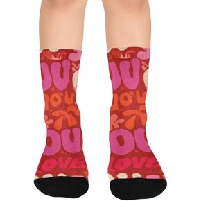 Typography Art Red Hiking Socks - Toddler Boys & Girls Warm Thick Thermal Winter Crew Socks for School, Daily Wear & Outdoor Activities in Kuwait