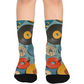 جوارب ريترو ريكورد شبكية للمشي لمسافات طويلة - جوارب شتوية حرارية سميكة دافئة للأطفال الصغار للأولاد والبنات للمدرسة، والارتداء اليومي والأنشطة الخارجية in Kuwait