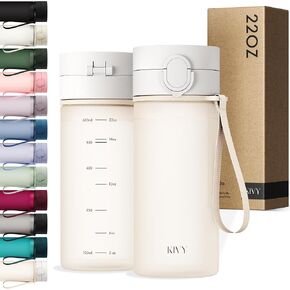 KIVY Slim Water Bottle 32oz with Leakproof Flip Lid [Lightweight & Shatterproof] Fits Backpack & Cupholder for Travel, Sports, School - Tall Gym Water Bottle with Measurements - Dishwasher Safe in Kuwait