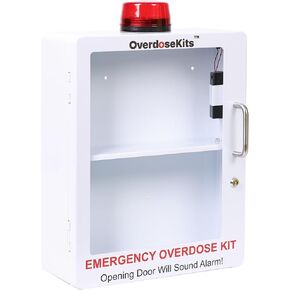 Large Naloxone Overdose Emergency Kit Cabinet – Holds 6-8 Naloxone Boxes or a First Aid/Bleeding Control Kit – Wall-Mounted Cabinet - Alarm & Locking System (Naloxone Not Included) (White) in Kuwait