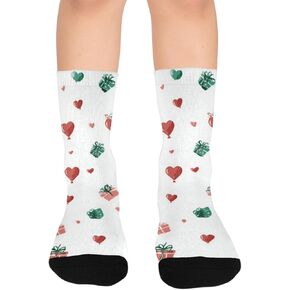Small Hearts Green Pattern Hiking Socks - Toddler Boys & Girls Warm Thick Thermal Winter Crew Socks for School, Daily Wear & Outdoor Activities in Saudi Arabia