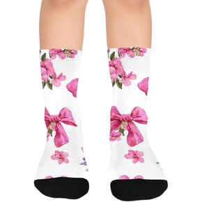 جوارب Sping Pink Bow Flower للتنزه سيرًا على الأقدام - جوارب شتوية حرارية سميكة دافئة للأطفال الصغار للأولاد والبنات للمدرسة، والارتداء اليومي والأنشطة الخارجية in Kuwait