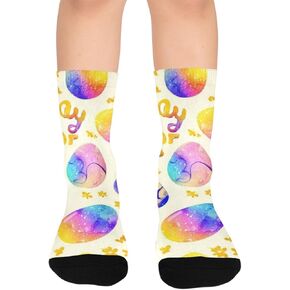 Bunny Egg Design Yellow Hiking Socks - Toddler Boys & Girls Warm Thick Thermal Winter Crew Socks for School, Daily Wear & Outdoor Activities in Kuwait