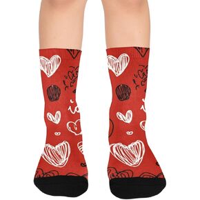 جوارب المشي لمسافات طويلة بطباعة قبلة حمراء - جوارب شتوية حرارية سميكة دافئة للأولاد والبنات الصغار للمدرسة، والارتداء اليومي والأنشطة الخارجية in Kuwait