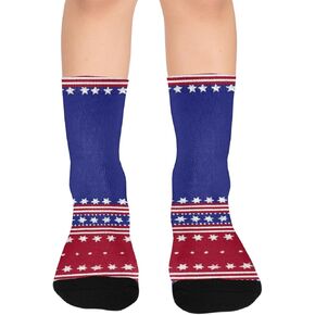 Patriotic Stripe Pattern Hiking Socks - Toddler Boys & Girls Warm Thick Thermal Winter Crew Socks for School, Daily Wear & Outdoor Activities in Kuwait