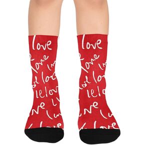 Vivid Red Big Love Hiking Socks - Toddler Boys & Girls Warm Thick Thermal Winter Crew Socks for School, Daily Wear & Outdoor Activities in Kuwait