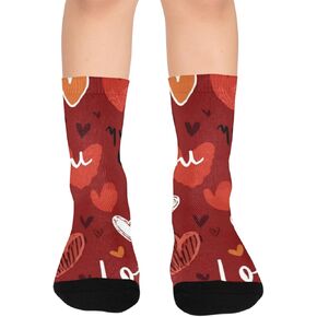 جوارب Red Kiss مطبوعة على شكل قلب - جوارب شتوية حرارية سميكة دافئة للأطفال الصغار للأولاد والبنات للمدرسة، والارتداء اليومي والأنشطة الخارجية in Kuwait