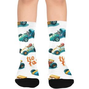 Cartoon Fast Car Blue Hiking Socks - Toddler Boys & Girls Warm Thick Thermal Winter Crew Socks for School, Daily Wear & Outdoor Activities in Kuwait
