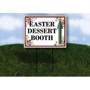 Easter Dessert Booth Spring Flowers Plum Pink Directional Arrows A-Frame Double Sided 23x23 in. sign in Kuwait