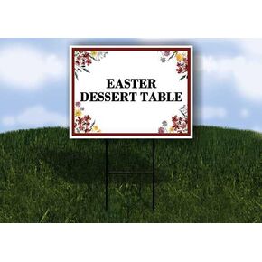 Easter Dessert Table Spring Flowers Plum Pink Directional Arrows A-Frame Double Sided 23x23 in. sign in Kuwait