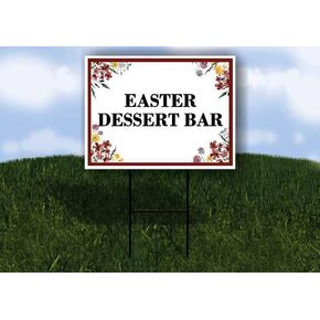 Easter Dessert Bar Spring Flowers Plum Pink Directional Arrows A-Frame Double Sided 23x23 in. sign in Kuwait