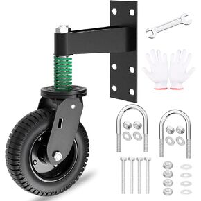 عجلة بوابة سياج شديدة التحمل مقاس 6 بوصات - سعة 500 رطل لبوابات الأنابيب المعدنية والبوابات الخشبية مع عجلات محملة بنابض دوارة 360 درجة - تتضمن مسامير ومفتاح ربط - دحرجة سلسة على جميع التضاريس in Kuwait
