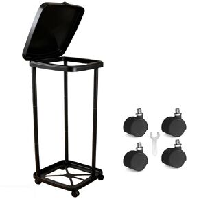 Collapsible Trash Can Camping Portable Garbage Bin Holder Stand with Wheels Plastic Outdoor Trash Can with Lid for Outside Indoor, Black in Saudi Arabia