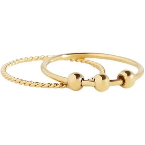 Mint & Lily Dainty Stackable Beaded Fidget Ring Set for Women, 18K Gold Plated Over Stainless Steel, Elegant Gift for Women in Kuwait