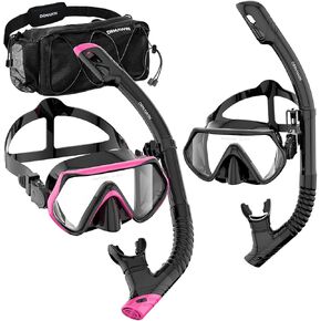 DRMAWIN Snorkeling Gear for Adults & Kids, Dry-Top Snorkel Set with 180° Tempered Glass Mask, Anti-Fog Anti-Leak, Travel Mesh Gear Bag in Saudi Arabia
