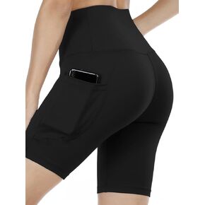 Biker Yoga Shorts with Pockets for Women,High Waisted Athletic Running Workout Gym Shorts Tummy Control in Kuwait