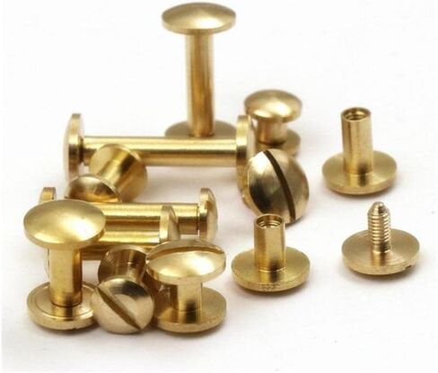 Screw Rivets 20pcs Solid Arc Brass Screw Rivets Luggage Leather Accessories Screw Buckles Album Binding Books Spikes in Saudi Arabia