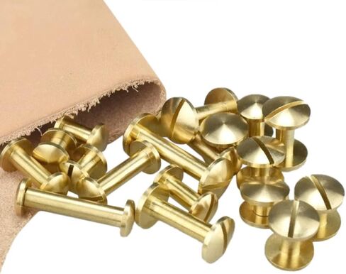 Screw Rivets 20pcs Solid Arc Brass Screw Rivets Luggage Leather Accessories Screw Buckles Album Binding Books Spikes in Saudi Arabia