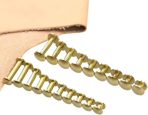 Screw Rivets 20pcs Solid Arc Brass Screw Rivets Luggage Leather Accessories Screw Buckles Album Binding Books Spikes in Saudi Arabia