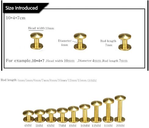 Screw Rivets 20pcs Solid Arc Brass Screw Rivets Luggage Leather Accessories Screw Buckles Album Binding Books Spikes in Saudi Arabia