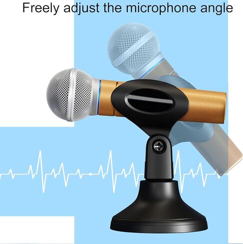 Desktop Mini Microphone Stand Holder Adjustable Portable Desktop Table Mic Stand Holder 180 Degree Adjustment For Live Streaming Online Meetings Computer Chats in Saudi Arabia