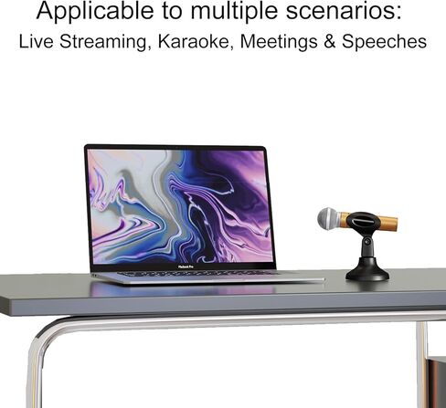 Desktop Mini Microphone Stand Holder Adjustable Portable Desktop Table Mic Stand Holder 180 Degree Adjustment For Live Streaming Online Meetings Computer Chats in Saudi Arabia