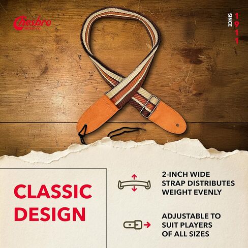 CMC Cotton Guitar Strap for Acoustic, Electric, Bass Instrument, Soft, with Brass Adjustable Buckle, 2" Wide, 63" Long in Saudi Arabia