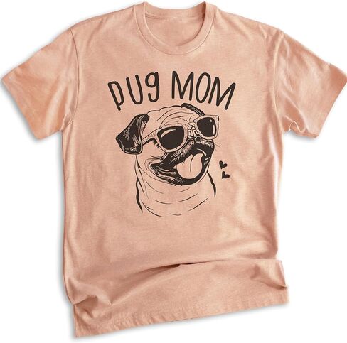 تي شيرت EVERTREE CLOTHING Pug Mom، قميص نسائي للجنسين، مالك الصلصال، أفضل هدية لأم الكلب in Kuwait