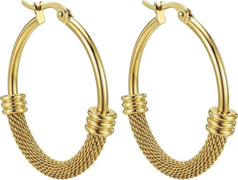 25mm/30mm Trendy Hoop Earrings For Women, Minimalist & Chic, 18K Gold Plated 316L Stainless Steel in Saudi Arabia
