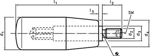 هالدر 24530.0020 مقبض أسطواني أسود D1 = 21 مم/D2 = M6/فولاذ in Kuwait